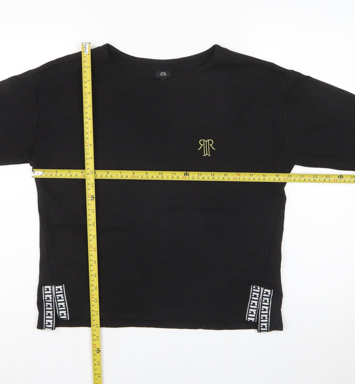River Island Women’s Black Size 10 Logo Embroidered Zip Detail Sweatshirt