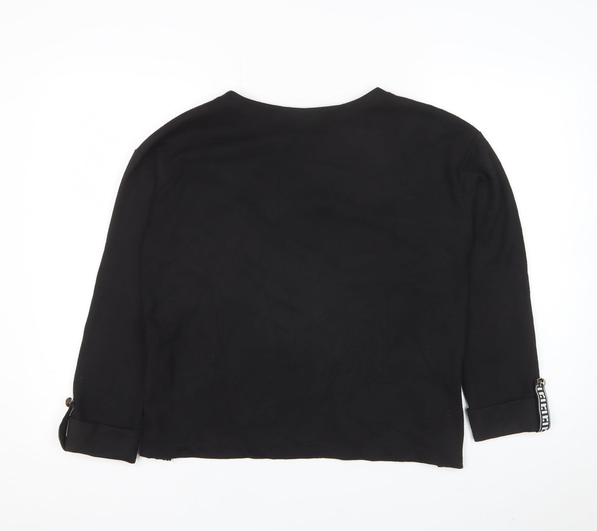 River Island Women’s Black Size 10 Logo Embroidered Zip Detail Sweatshirt