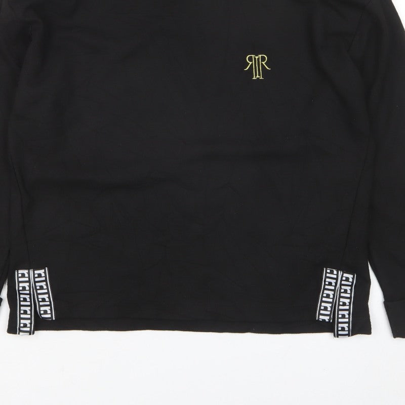 River Island Women’s Black Size 10 Logo Embroidered Zip Detail Sweatshirt