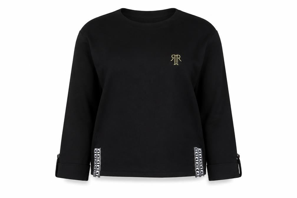 River Island Women’s Black Size 10 Logo Embroidered Zip Detail Sweatshirt