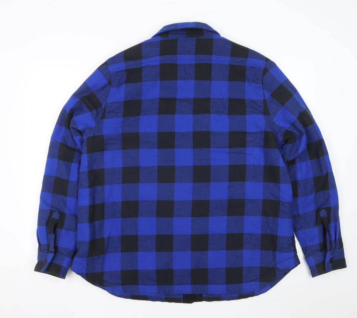 Lands' End Men's Blue Black XL Sherpa-Lined Buffalo Check Shirt Jacket