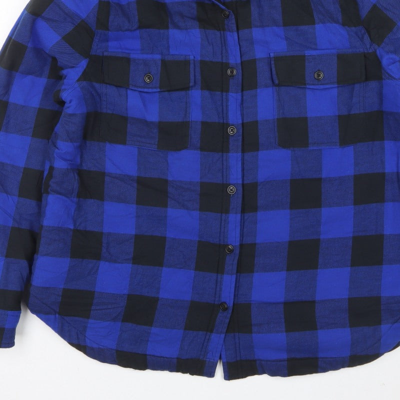Lands' End Men's Blue Black XL Sherpa-Lined Buffalo Check Shirt Jacket