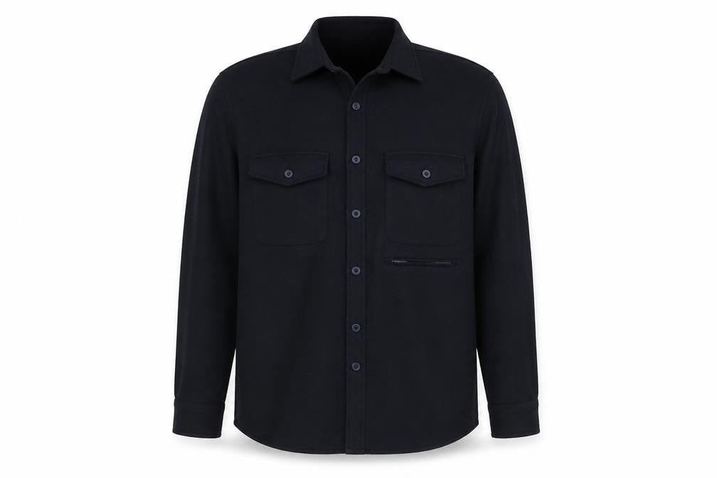 Bellfield Men’s Navy Large B Spectran Button-Up Overshirt Pockets