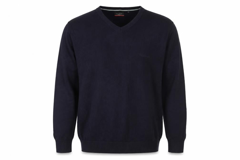 Pierre Cardin Men Blue XL V-Neck Cotton Knit Pullover Jumper