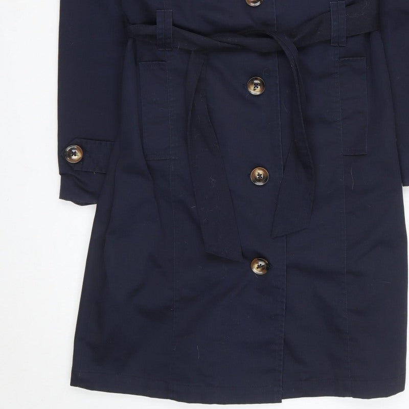 Desires Women’s Navy Blue S Long Belted Trench Coat