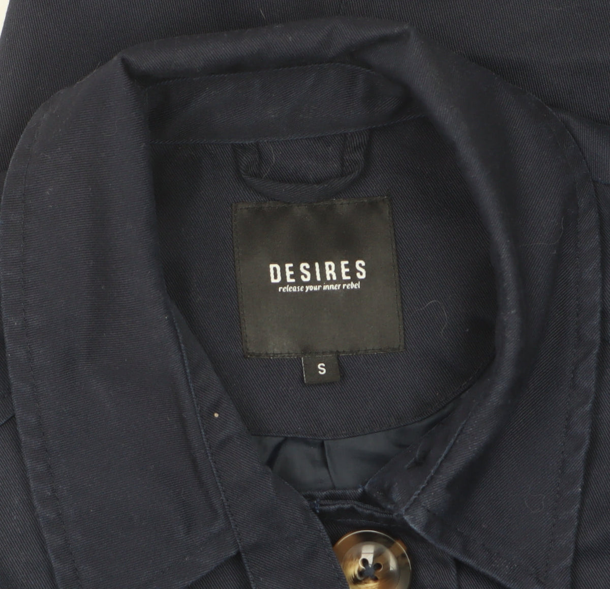 Desires Women’s Navy Blue S Long Belted Trench Coat