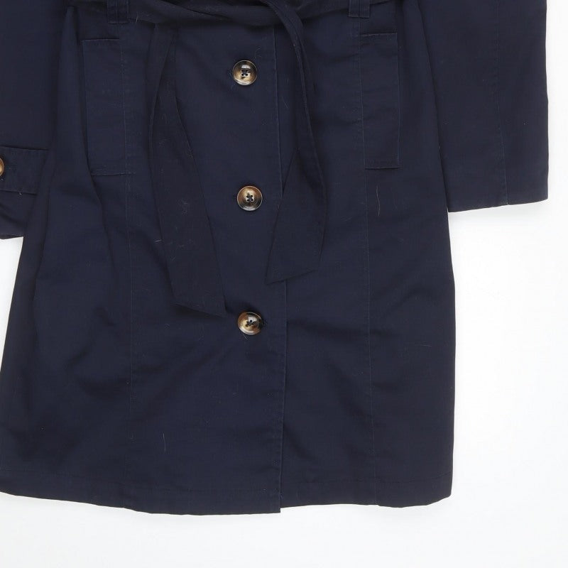 Desires Women’s Navy Blue S Long Belted Trench Coat