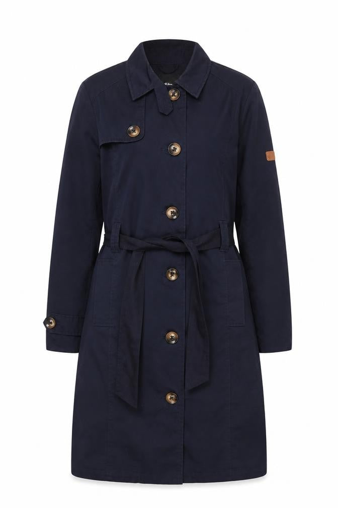 Desires Women’s Navy Blue S Long Belted Trench Coat