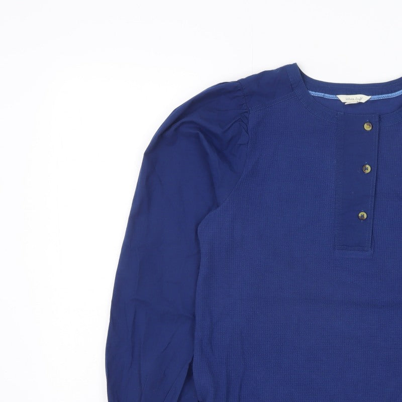 White Stuff Women’s Blue UK 10 Jersey Blouse Puff Long Sleeve