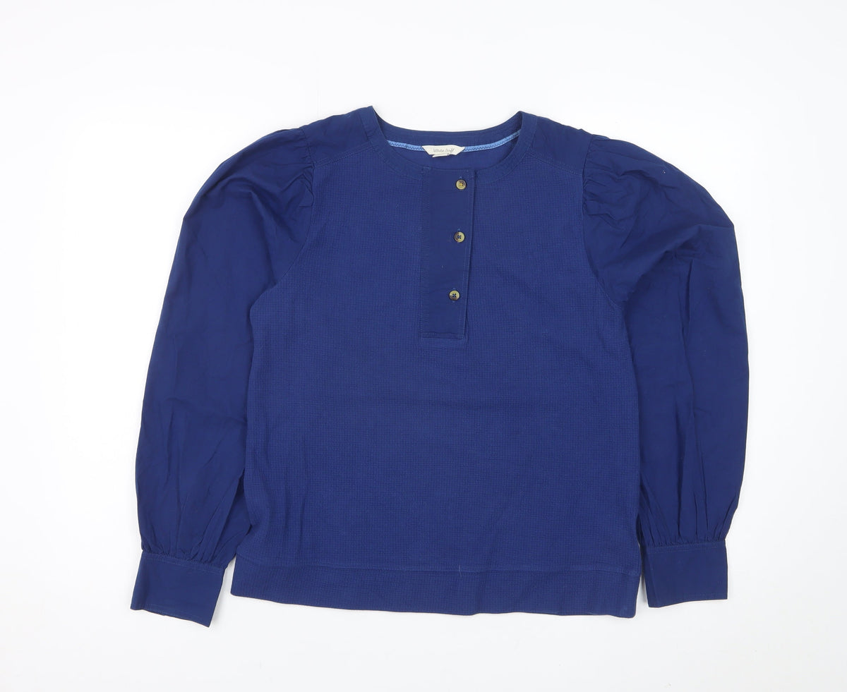 White Stuff Women’s Blue UK 10 Jersey Blouse Puff Long Sleeve