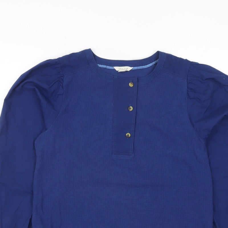 White Stuff Women’s Blue UK 10 Jersey Blouse Puff Long Sleeve