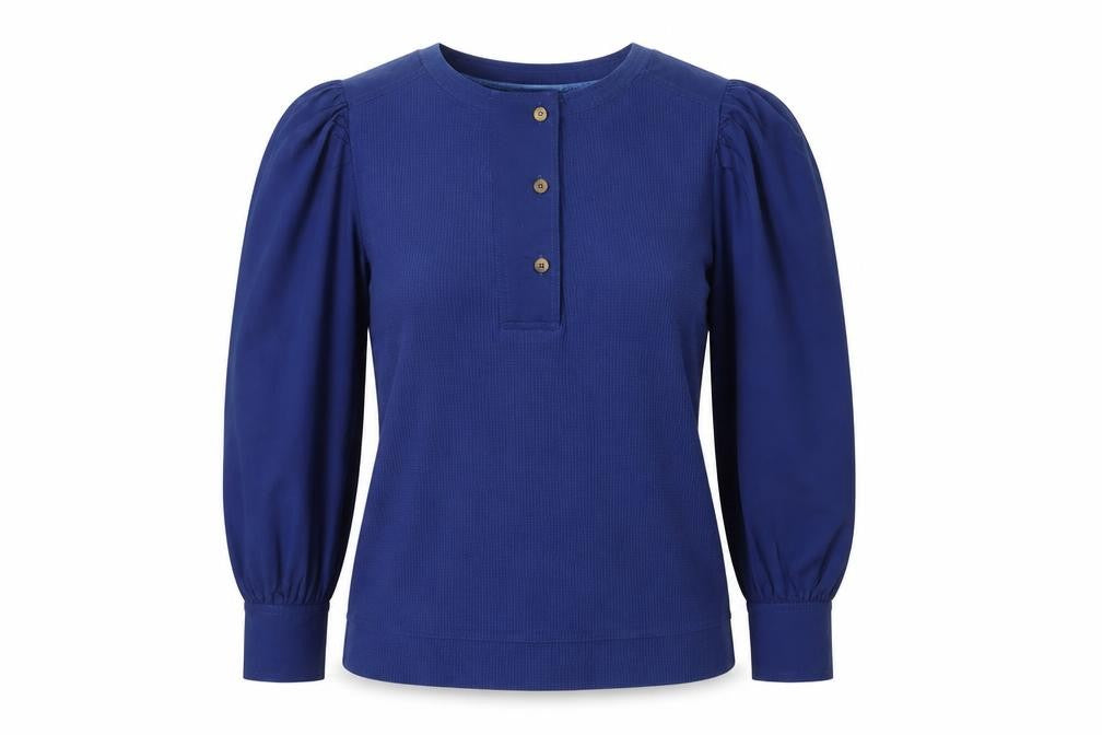 White Stuff Women’s Blue UK 10 Jersey Blouse Puff Long Sleeve