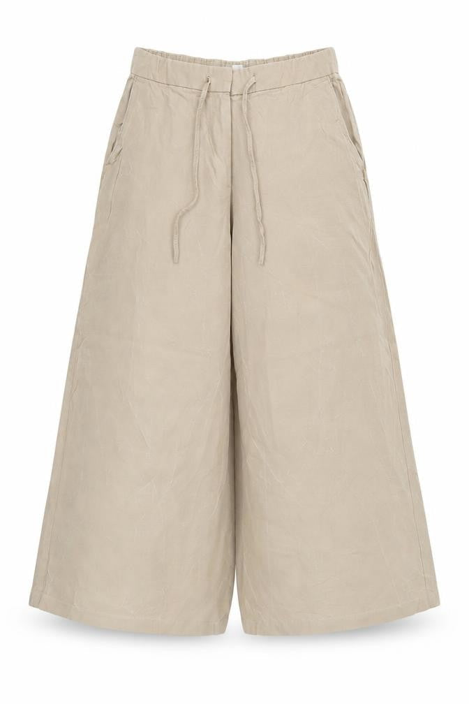 M&S Women Beige UK 12 Short Wide-Leg Drawstring Trousers