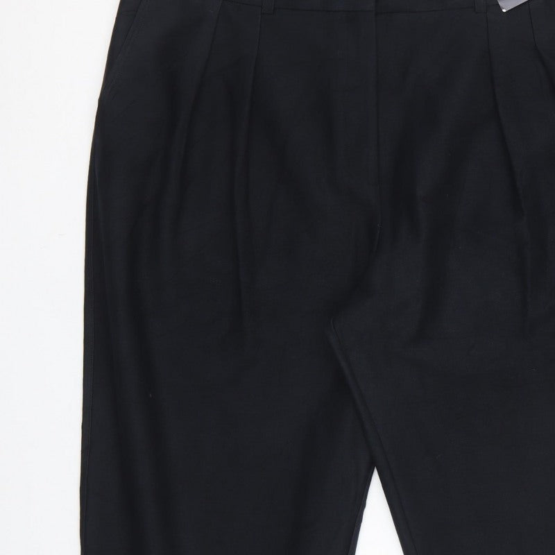 Marks & Spencer Women Black Size 22 Short Tapered High Rise Ankle Trousers