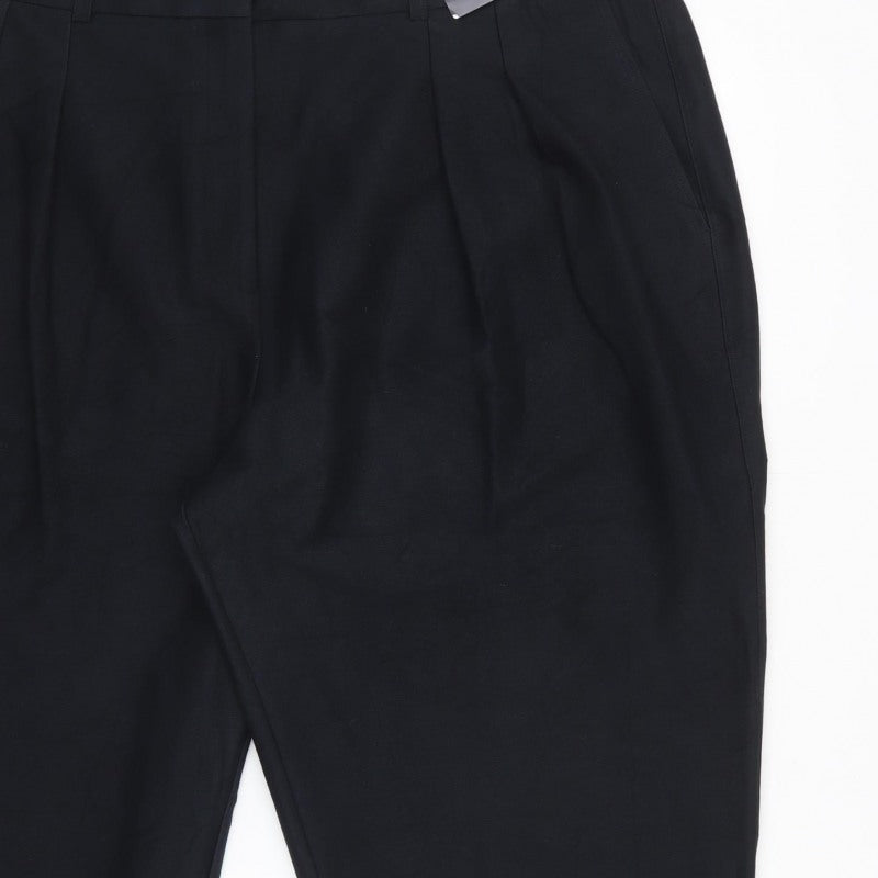 Marks & Spencer Women Black Size 22 Short Tapered High Rise Ankle Trousers