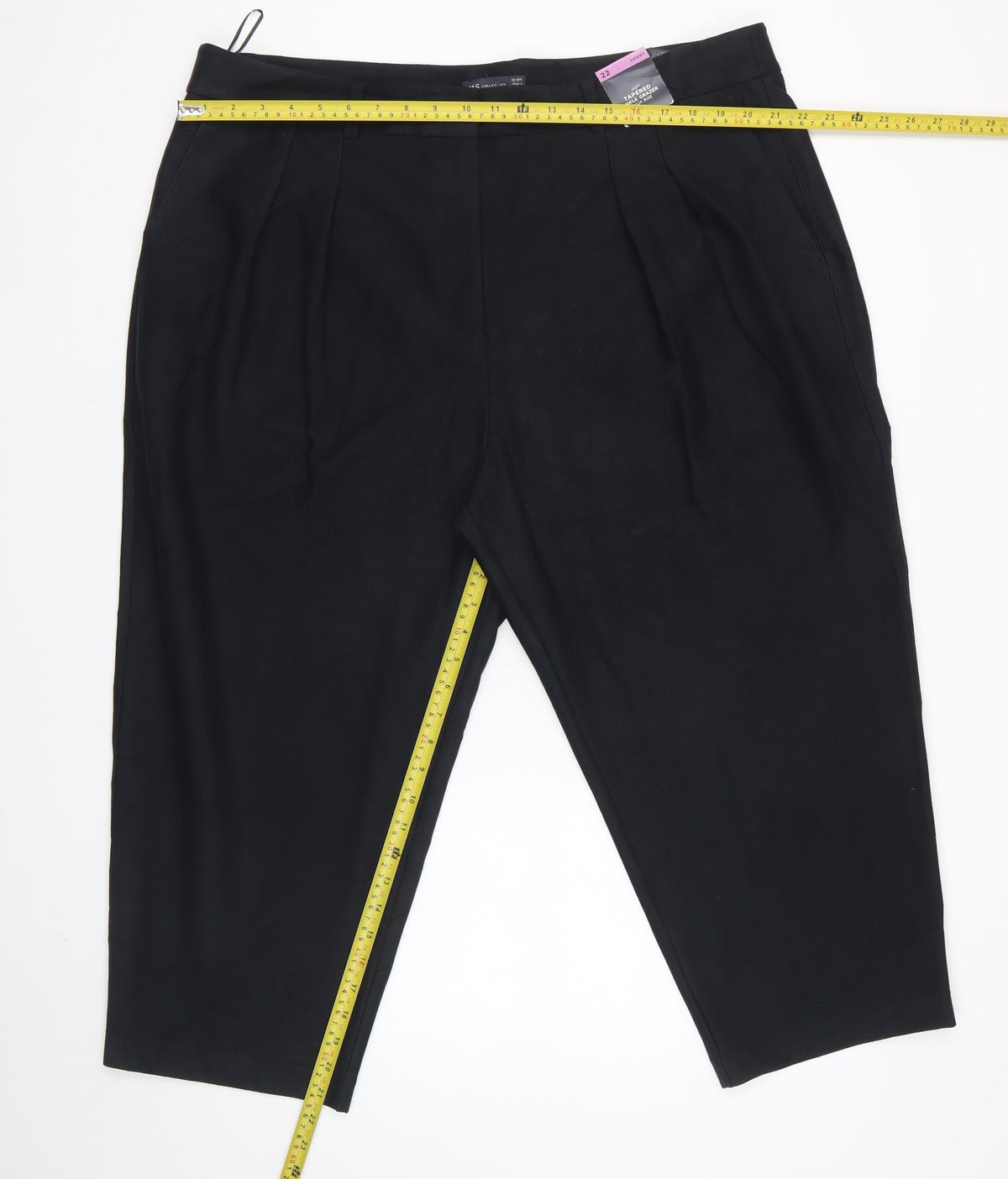 Marks & Spencer Women Black Size 22 Short Tapered High Rise Ankle Trousers