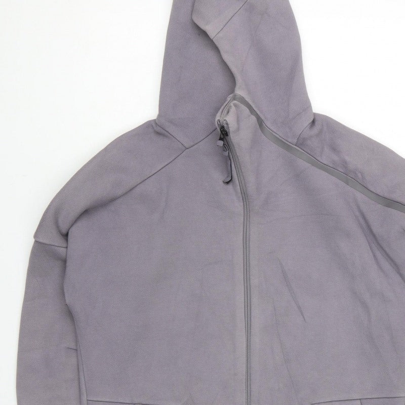 Adidas Men’s Grey S Full Zip Hooded Sports Hoodie Logo