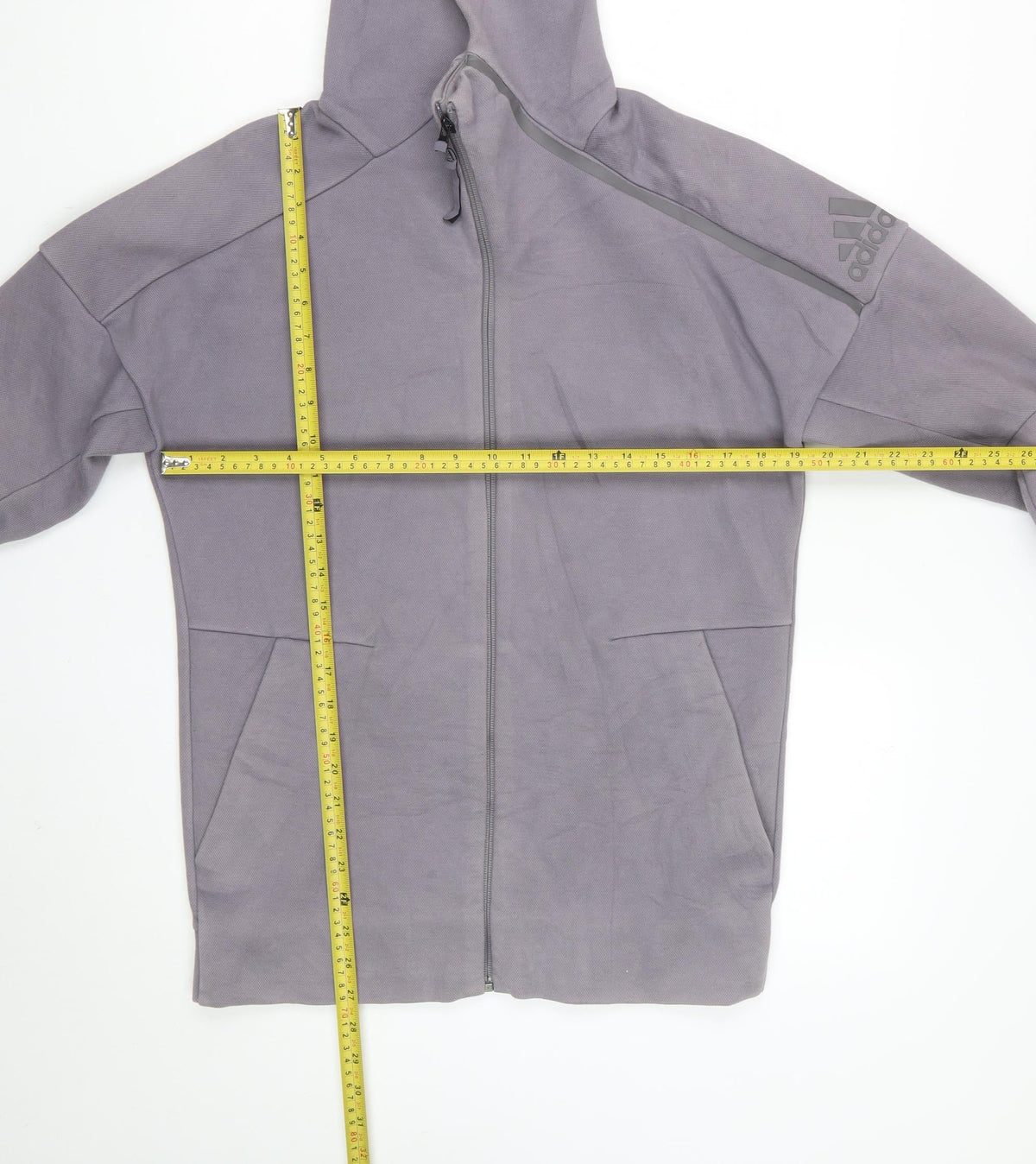 Adidas Men’s Grey S Full Zip Hooded Sports Hoodie Logo