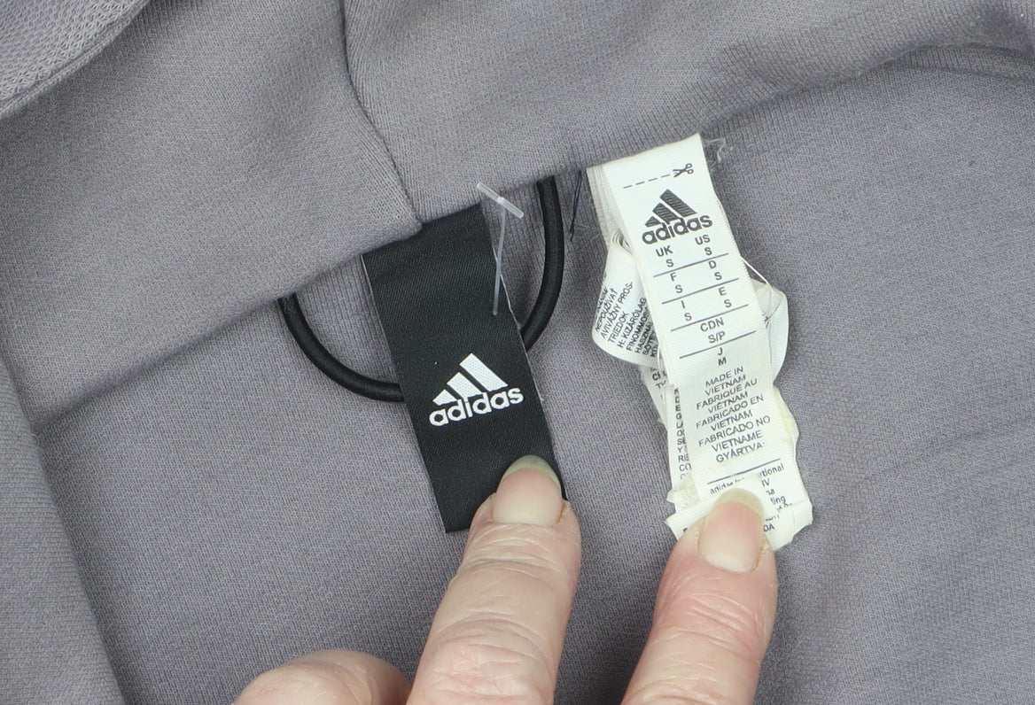 Adidas Men’s Grey S Full Zip Hooded Sports Hoodie Logo