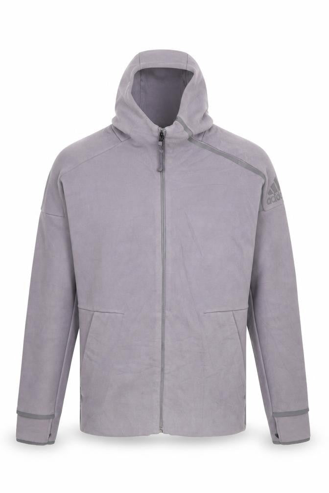 Adidas Men’s Grey S Full Zip Hooded Sports Hoodie Logo