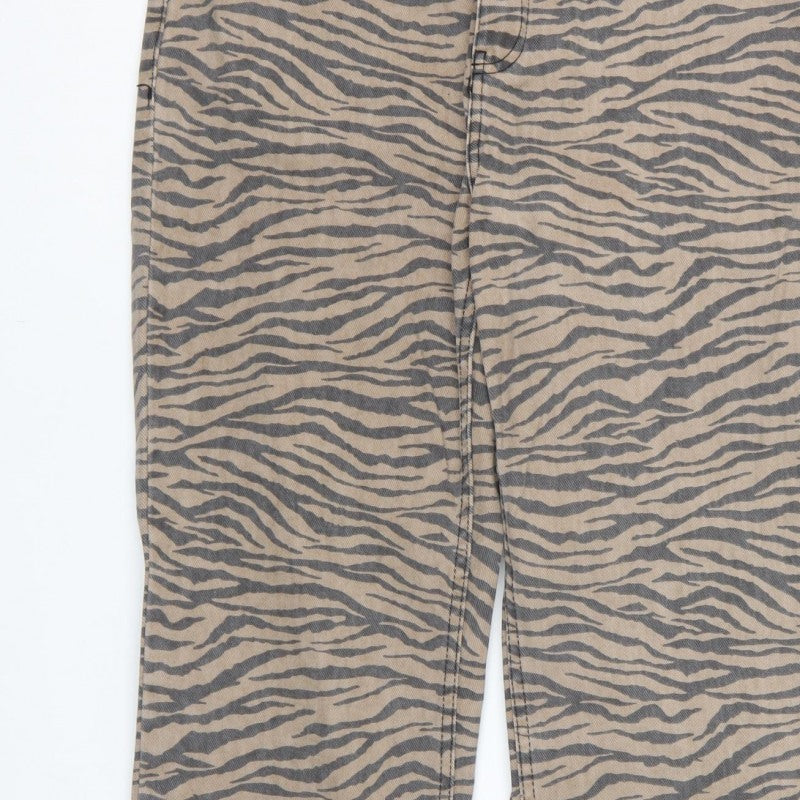Denim Co. Women’s Beige Animal Print Straight Jeans UK 10