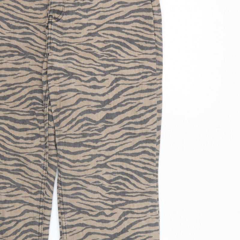Denim Co. Women’s Beige Animal Print Straight Jeans UK 10