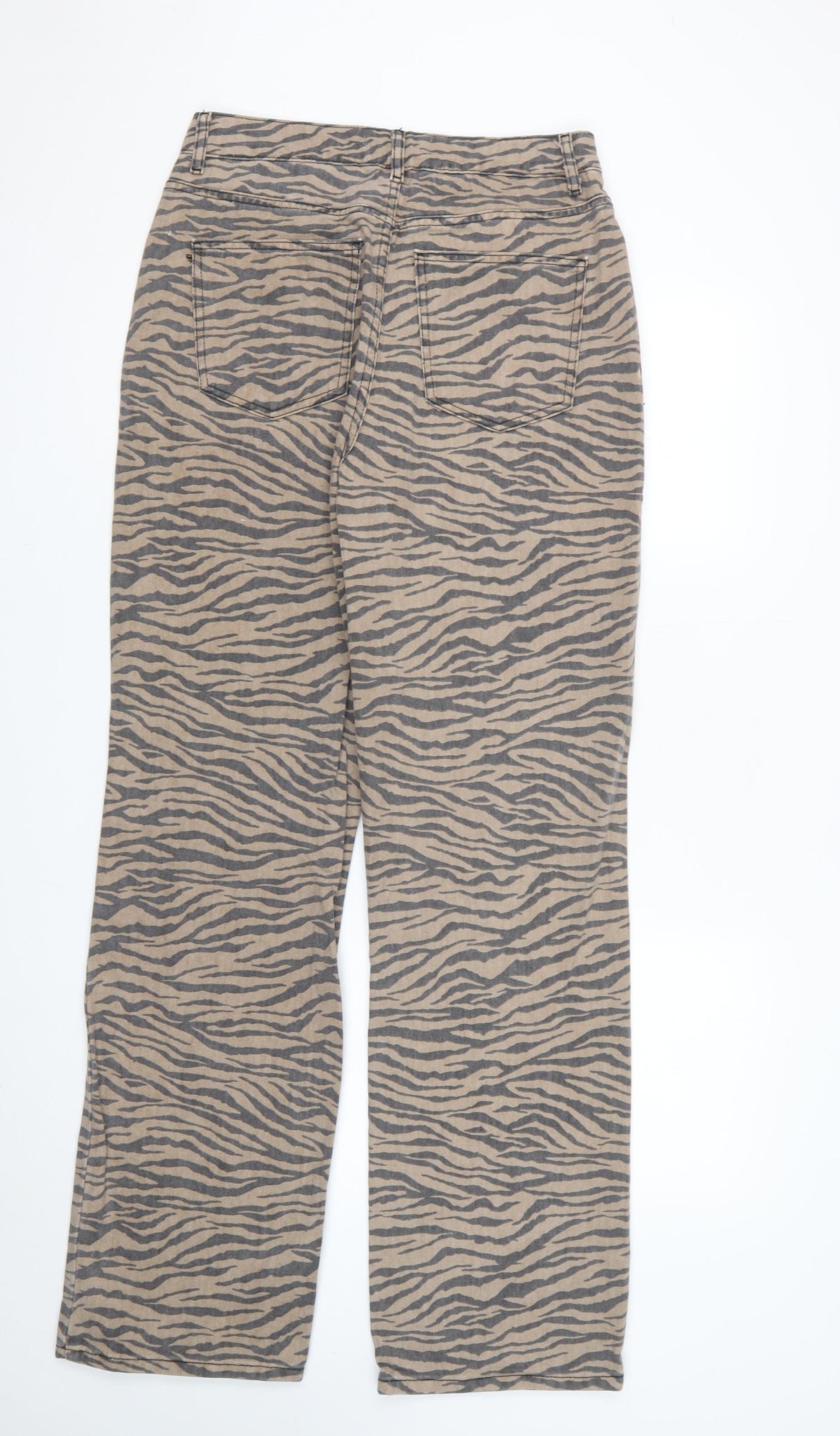 Denim Co. Women’s Beige Animal Print Straight Jeans UK 10