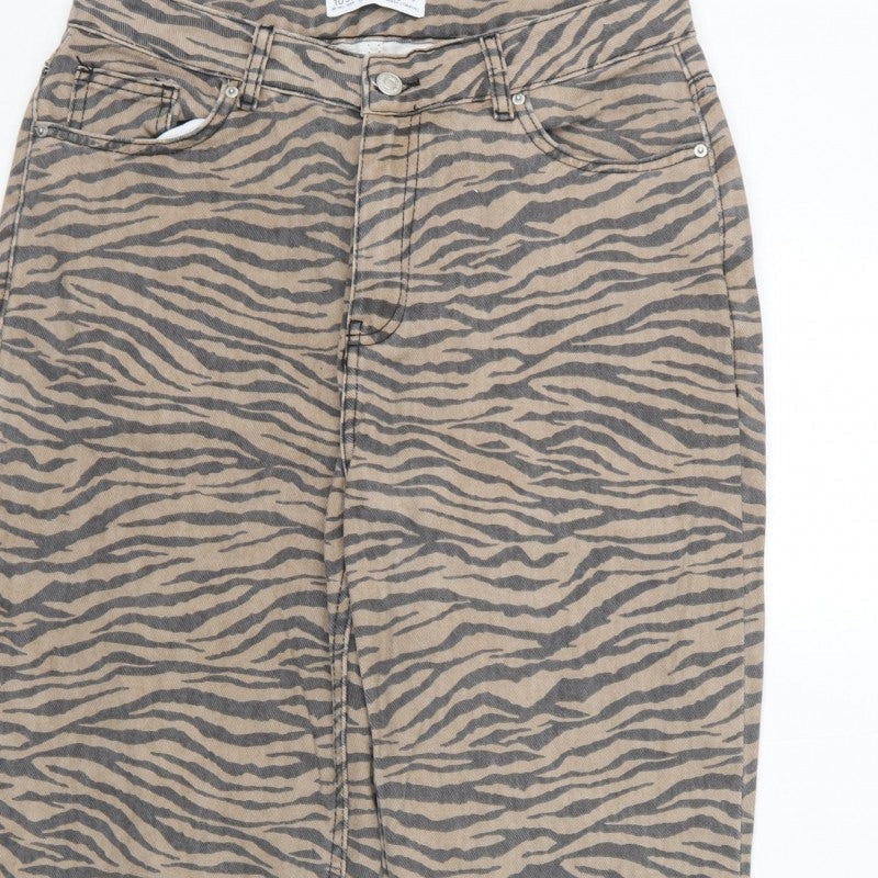 Denim Co. Women’s Beige Animal Print Straight Jeans UK 10