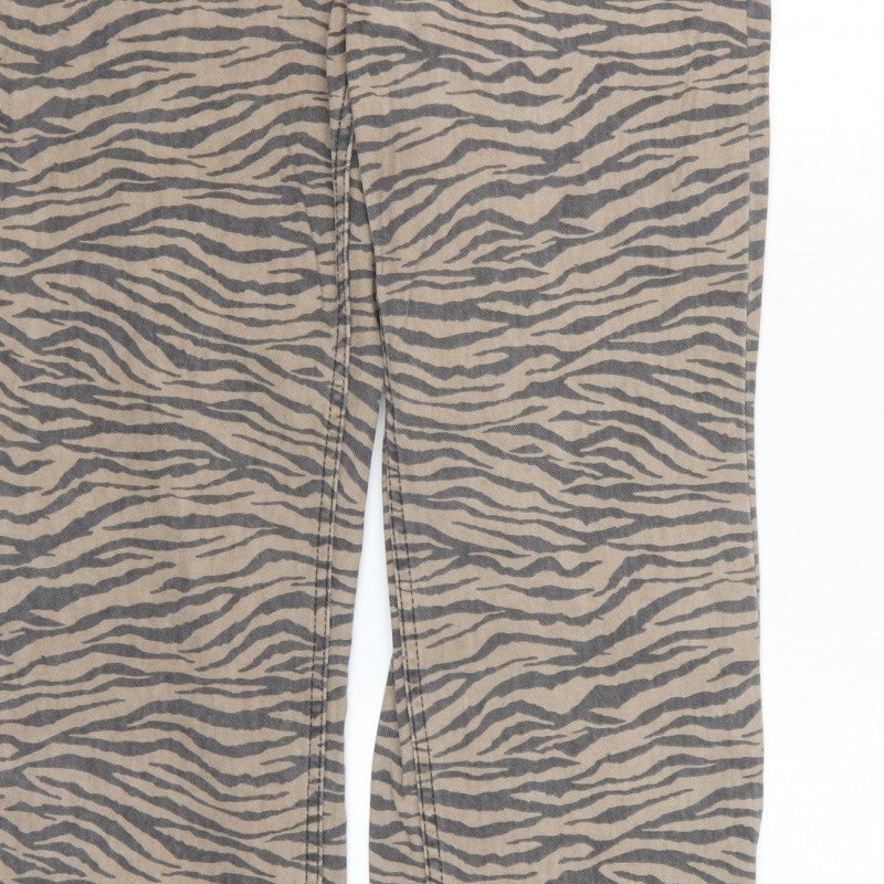 Denim Co. Women’s Beige Animal Print Straight Jeans UK 10