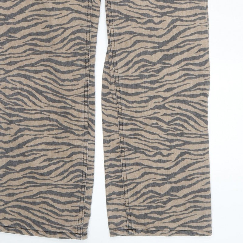 Denim Co. Women’s Beige Animal Print Straight Jeans UK 10