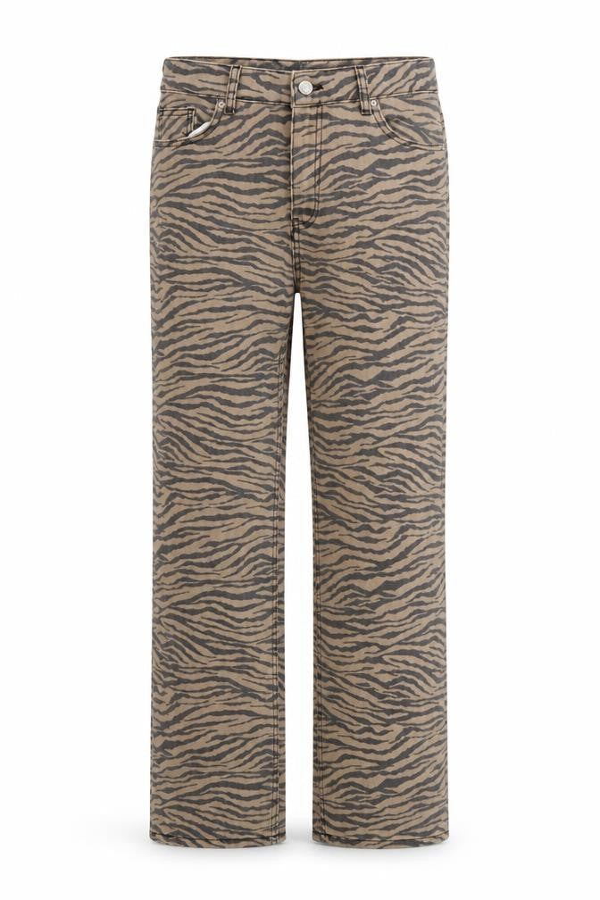 Denim Co. Women’s Beige Animal Print Straight Jeans UK 10