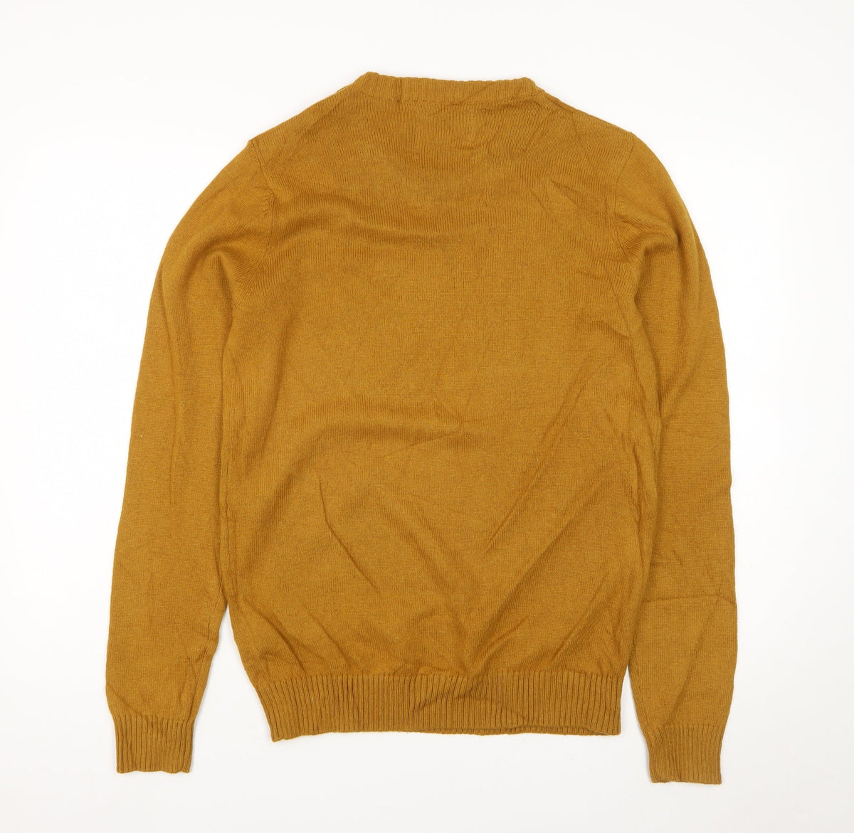 Jack & Jones Men's Yellow S Button Shoulder Pullover Wool Blend Jumper