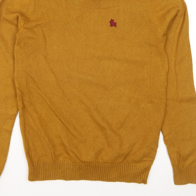 Jack & Jones Men's Yellow S Button Shoulder Pullover Wool Blend Jumper