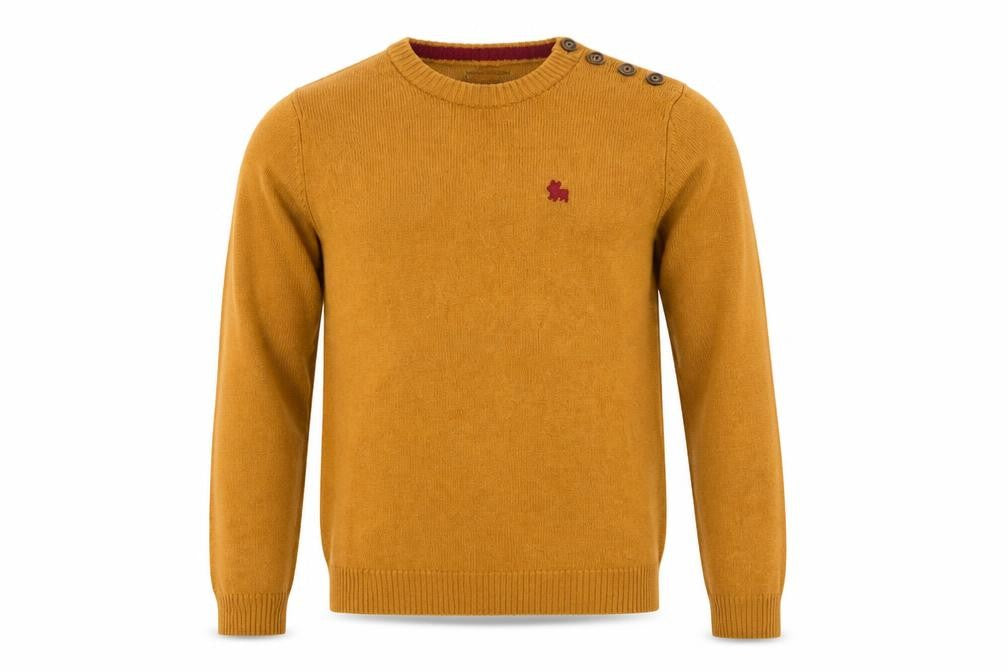 Jack & Jones Men's Yellow S Button Shoulder Pullover Wool Blend Jumper