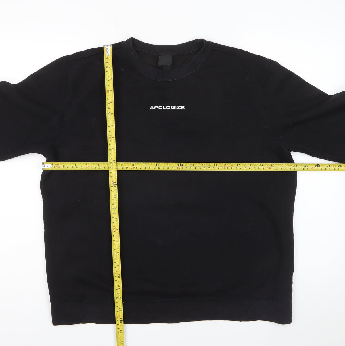 H&M Women’s Black Apologize Logo Crew Neck Pullover Sweatshirt Size M