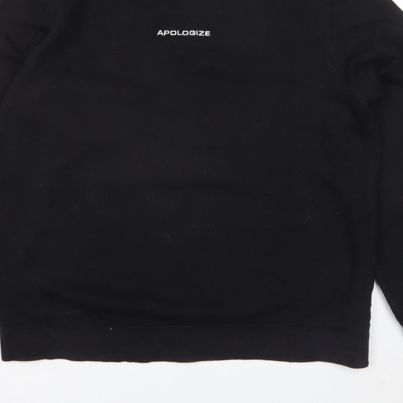H&M Women’s Black Apologize Logo Crew Neck Pullover Sweatshirt Size M