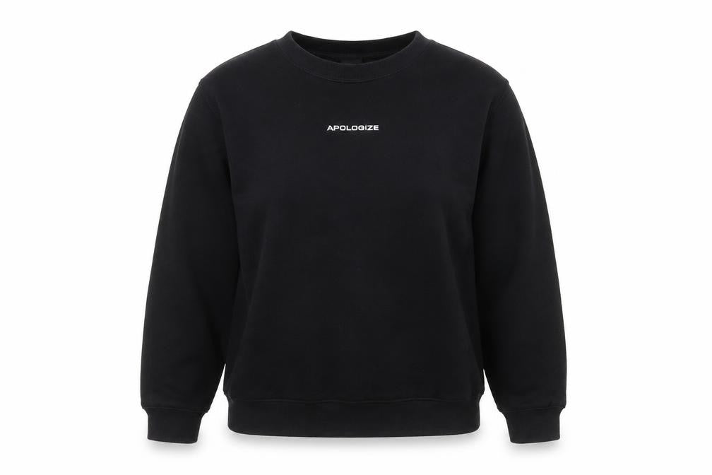 H&M Women’s Black Apologize Logo Crew Neck Pullover Sweatshirt Size M