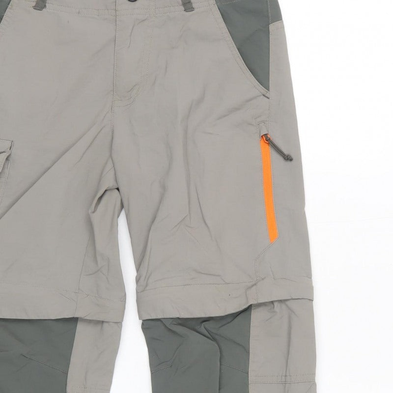 Quechua Boys Grey Green 10 Years Convertible Cargo Hiking Trousers