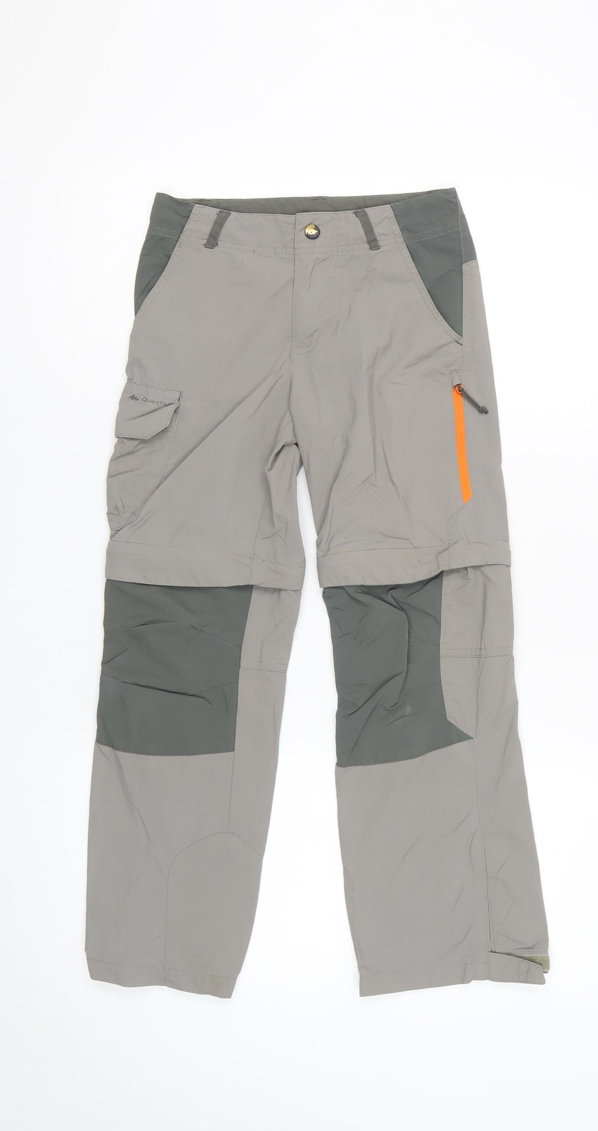 Quechua Boys Grey Green 10 Years Convertible Cargo Hiking Trousers