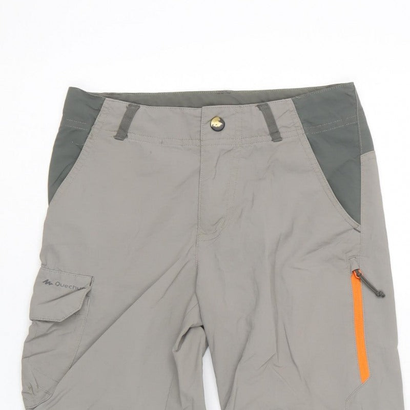 Quechua Boys Grey Green 10 Years Convertible Cargo Hiking Trousers