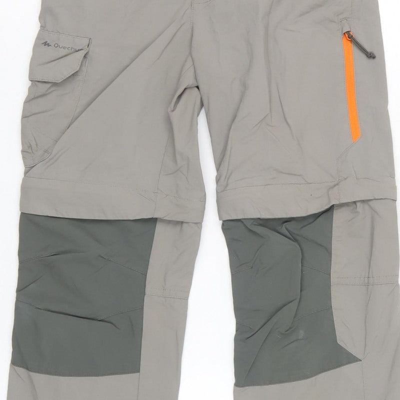 Quechua Boys Grey Green 10 Years Convertible Cargo Hiking Trousers