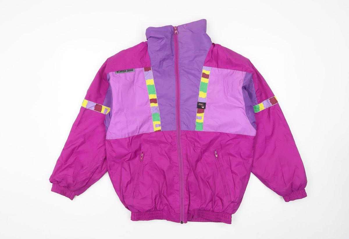 SNC Girls Pink Purple Ski Jacket Age 14 Hooded Colourblock Vintage