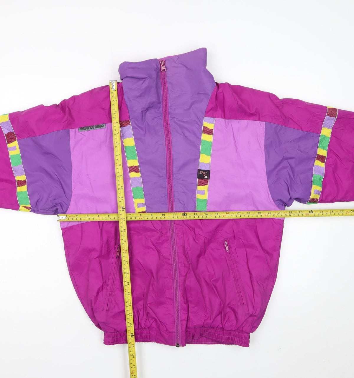 SNC Girls Pink Purple Ski Jacket Age 14 Hooded Colourblock Vintage