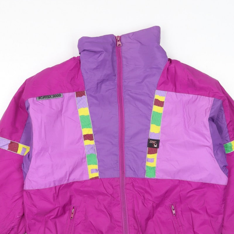 SNC Girls Pink Purple Ski Jacket Age 14 Hooded Colourblock Vintage
