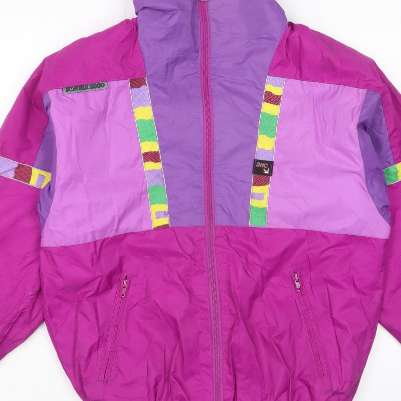 SNC Girls Pink Purple Ski Jacket Age 14 Hooded Colourblock Vintage