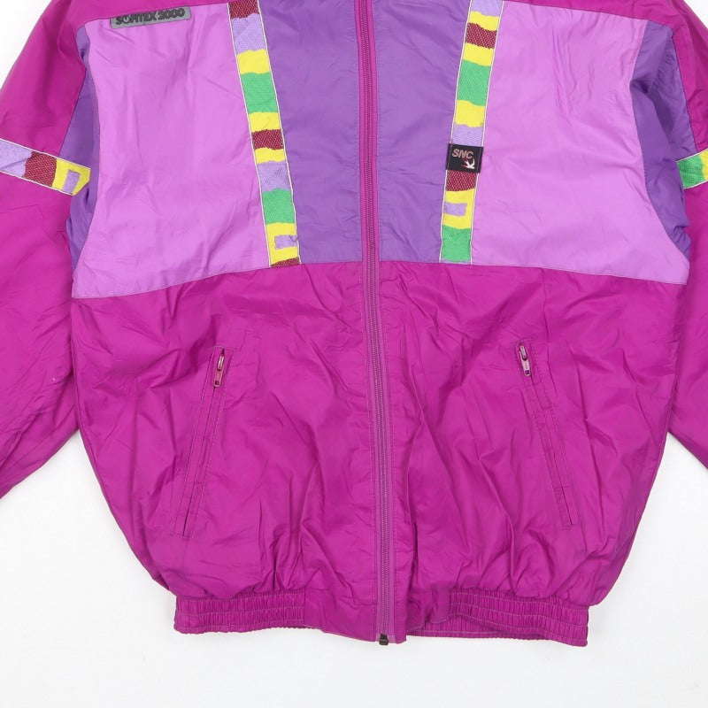 SNC Girls Pink Purple Ski Jacket Age 14 Hooded Colourblock Vintage