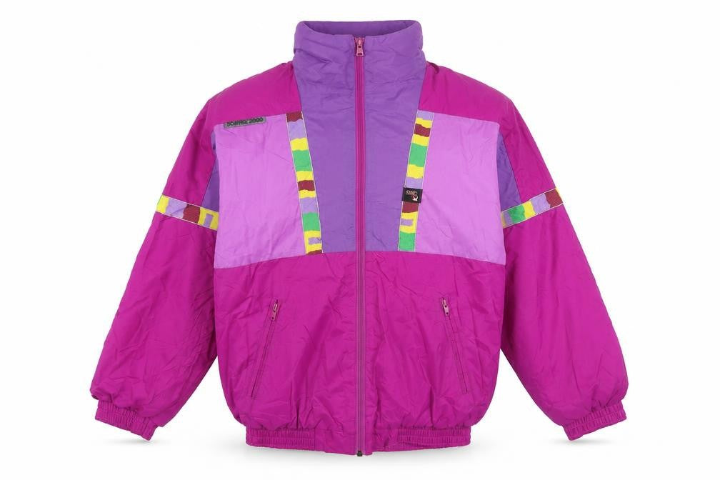 SNC Girls Pink Purple Ski Jacket Age 14 Hooded Colourblock Vintage