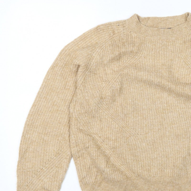 Marks & Spencer Women Beige M Chunky Knit Crew Neck Jumper