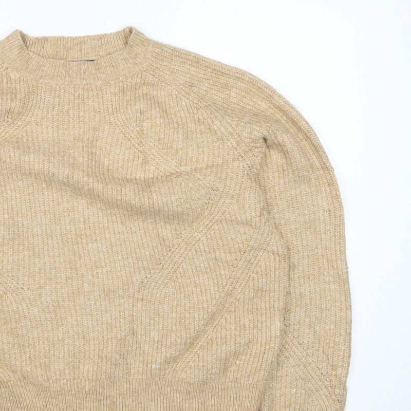Marks & Spencer Women Beige M Chunky Knit Crew Neck Jumper