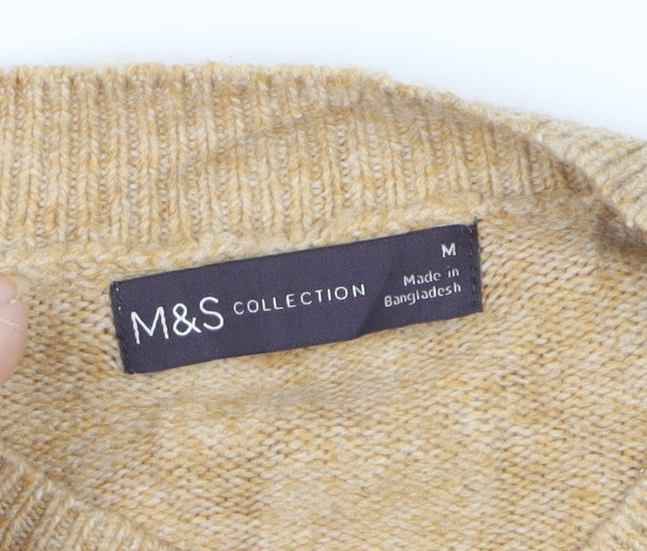 Marks & Spencer Women Beige M Chunky Knit Crew Neck Jumper
